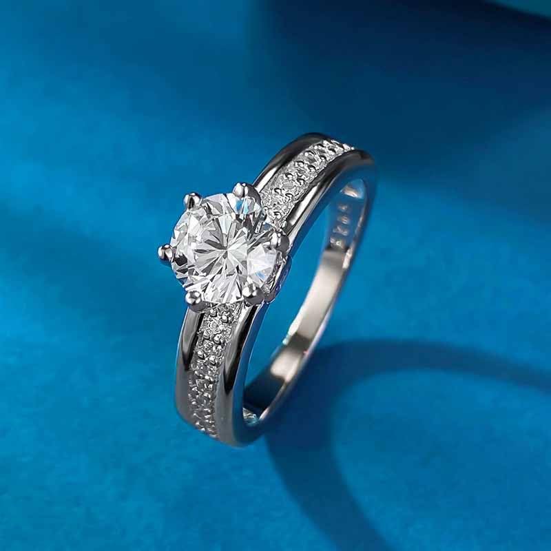 Classic 1.5CT 925 Sterling Silver Engagement Rings for Couples Sets Wedding Eternity Bridal Band Ring Set Simulated Diamond Stackable Halo CZ Cubic Zirconia Anniversary Princess for Women Size 6