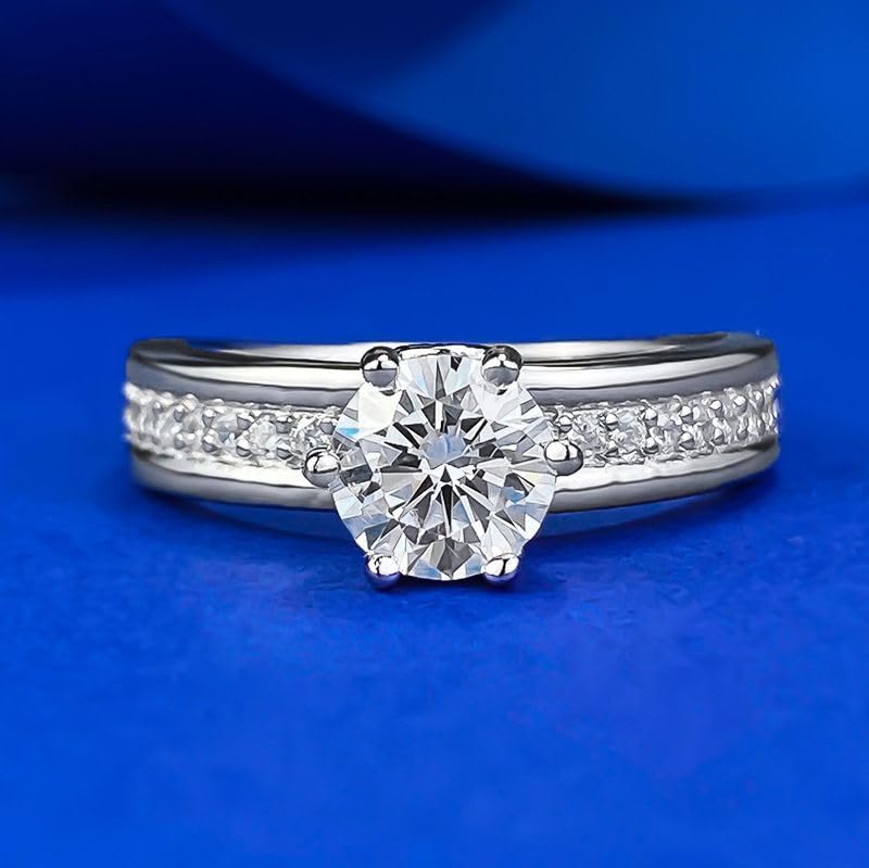 Classic 1.5CT 925 Sterling Silver Engagement Rings for Couples Sets Wedding Eternity Bridal Band Ring Set Simulated Diamond Stackable Halo CZ Cubic Zirconia Anniversary Princess for Women Size 6