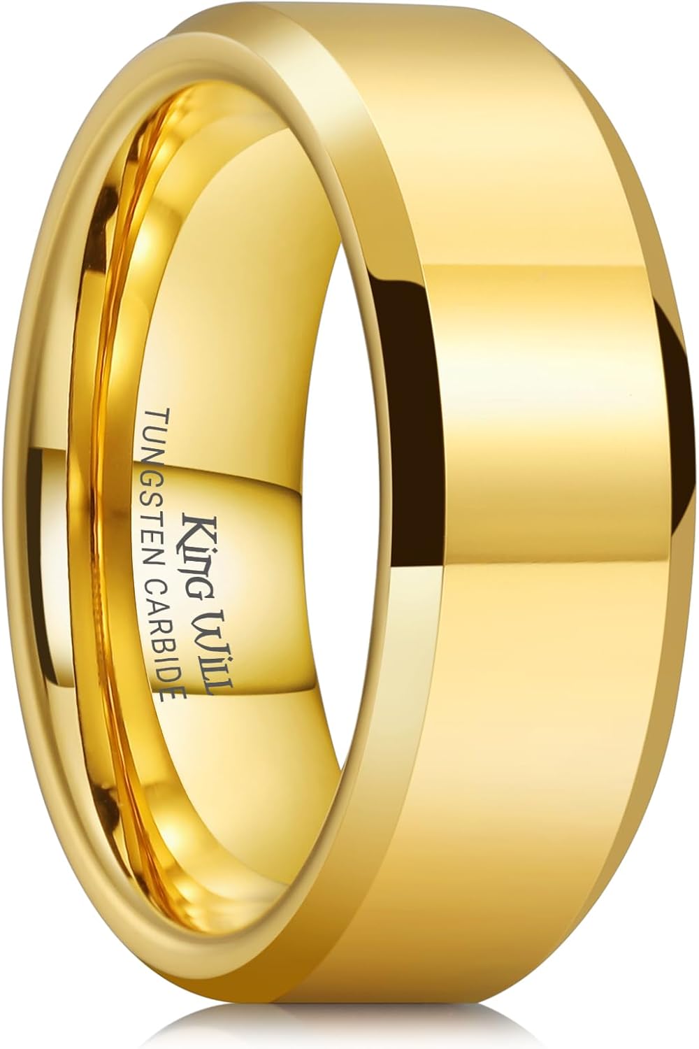 King Will Tungsten Carbide Wedding Band for Men Women-4/6/8mm Width 14K Gold Plated Tungsten Wedding Ring Matte Brushed & High Polished Style Comfort Fit Wedding Band Size 6-14