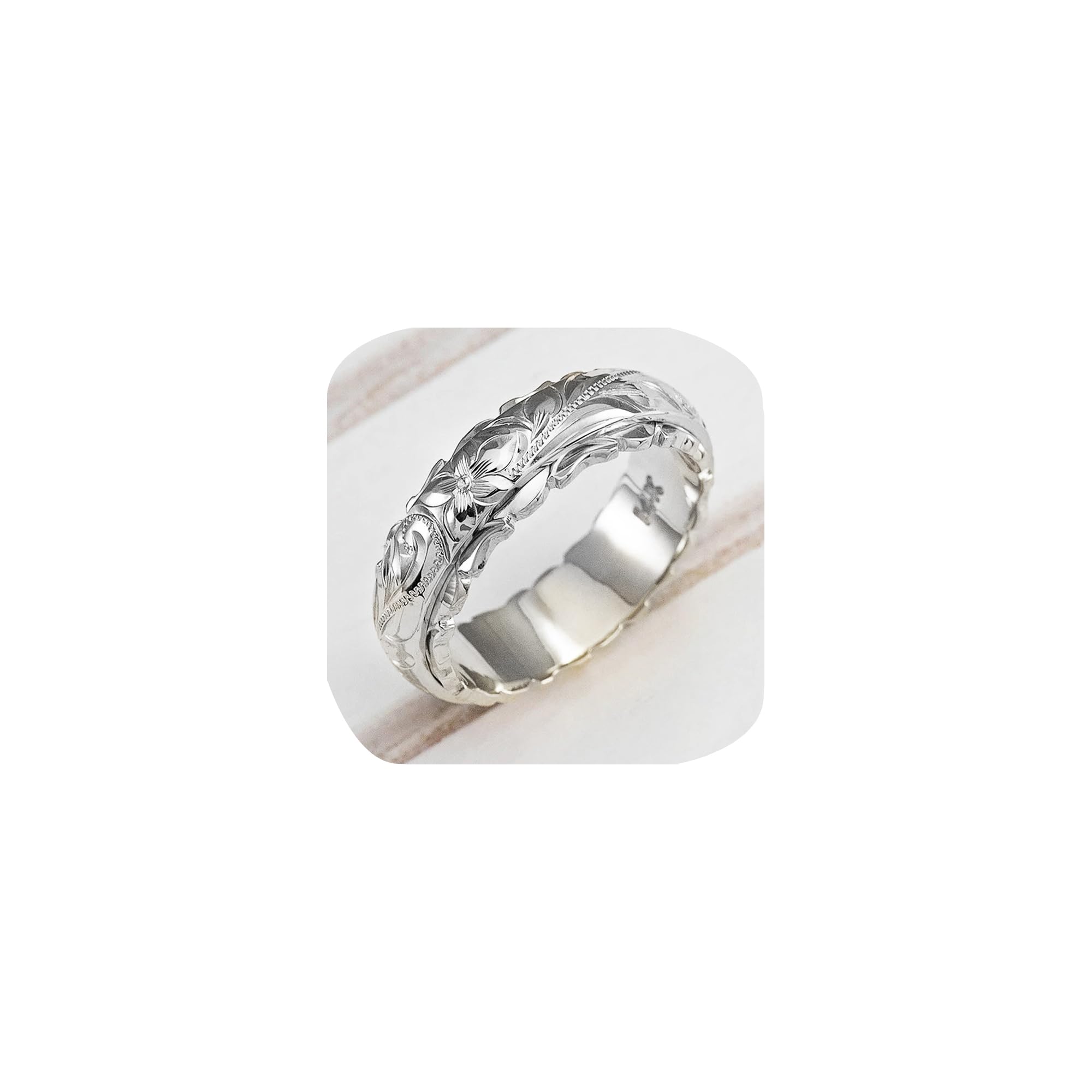 ZDIFDIC Rose Gold Plated 925 Sterling Silver Hawaiian Princess Plumeria Flower Scroll Promise Ring Stackable Wedding Engagement Band Engraved Rose Flower Ring for Women(Rose Gold 10#), KE-RS22-JS10