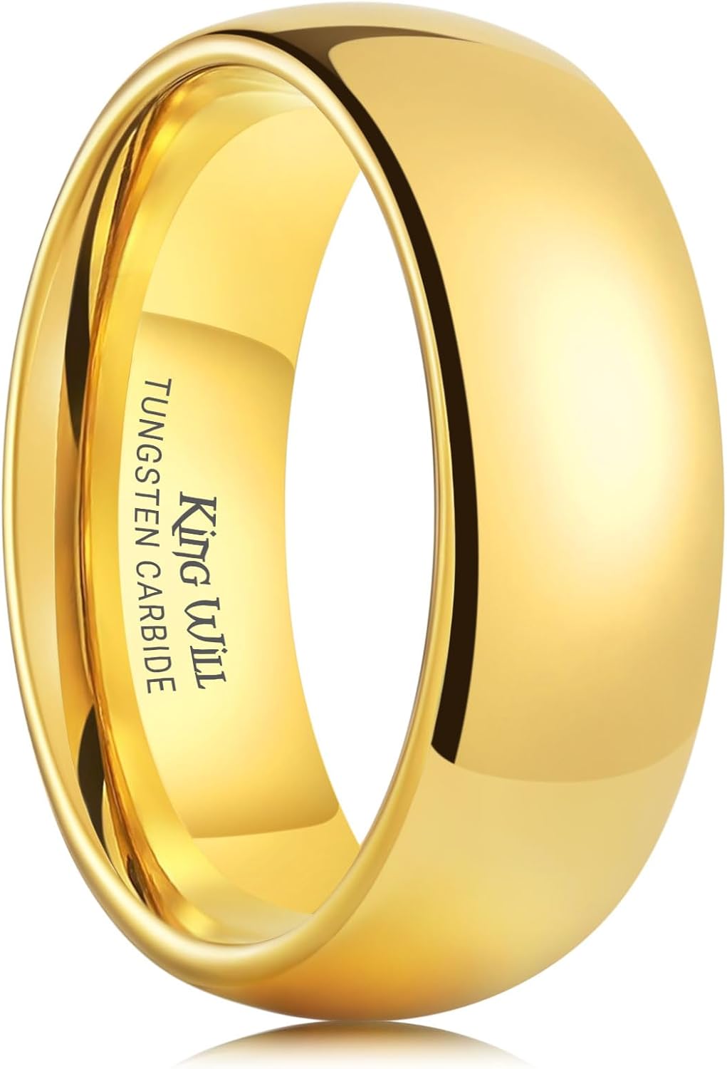 King Will Tungsten Carbide Wedding Band for Men Women-4/6/8mm Width 14K Gold Plated Tungsten Wedding Ring Matte Brushed & High Polished Style Comfort Fit Wedding Band Size 6-14