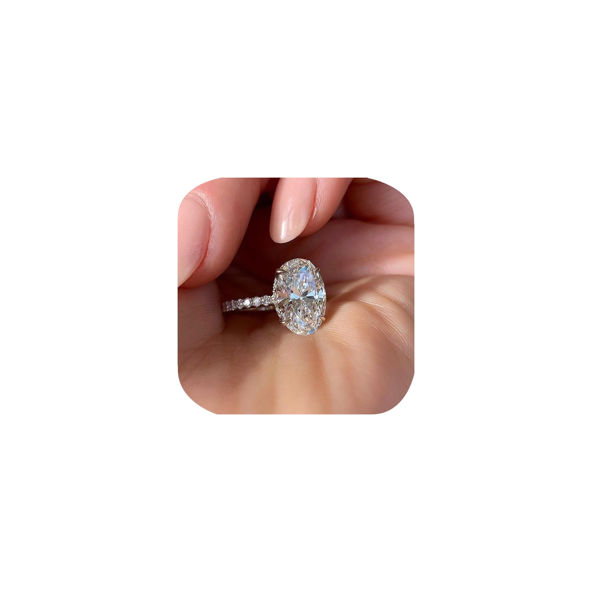 ZDIFDIC 3CT 925 Sterling Silver Engagement Rings Oval Cut Solitaire Cubic Zirconia CZ Wedding Promise Rings for Her Classic Simulated Diamond Bands for Women Size 6-10(6#), KE-TY22-BJ06