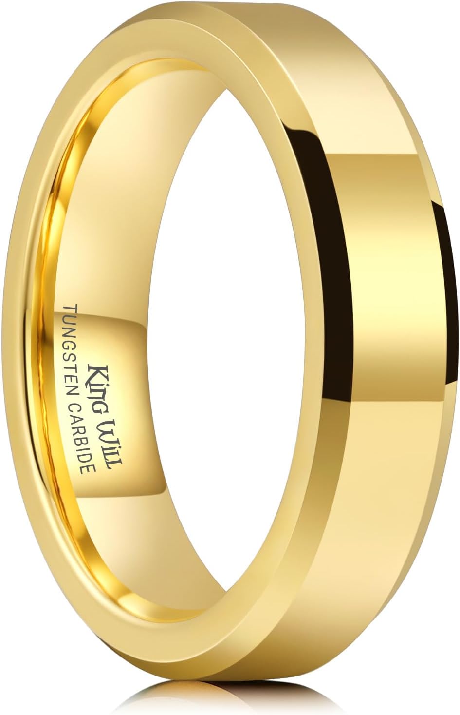 King Will Tungsten Carbide Wedding Band for Men Women-4/6/8mm Width 14K Gold Plated Tungsten Wedding Ring Matte Brushed & High Polished Style Comfort Fit Wedding Band Size 6-14